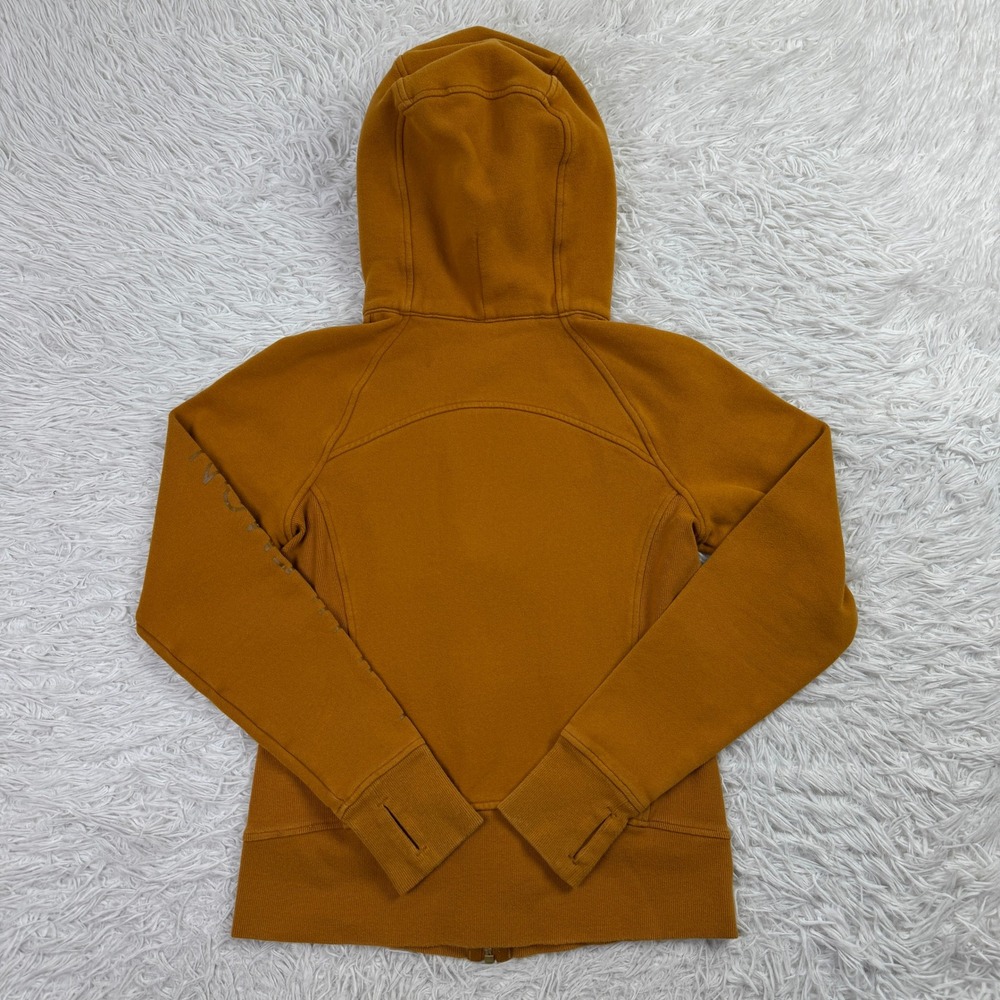 Lululemon Sweater Womens 6 Mustard Yellow Scuba Hoodie Fleece Full Zip Pockets - Picture 5 of 9